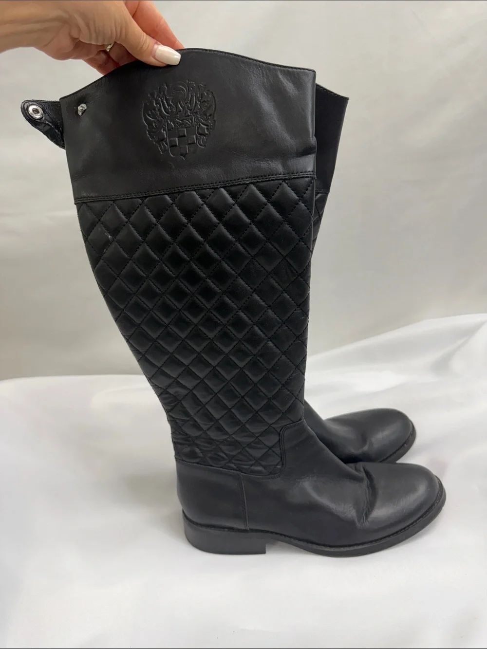 Vince Camuto Black Quilted Over-the-Knee Riding Boots